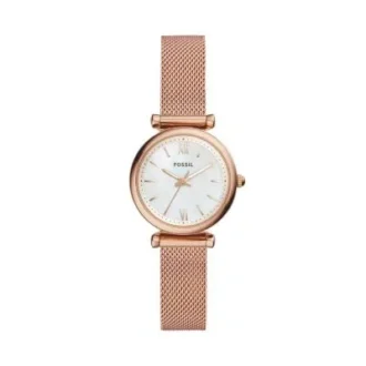 Montre Carlie à trois aiguilles en acier inoxydable doré rose