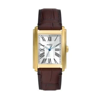 Montre Carraway à trois aiguilles en cuir croco marron