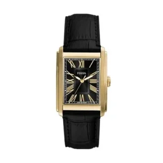 Montre Carraway à trois aiguilles en cuir croco noir