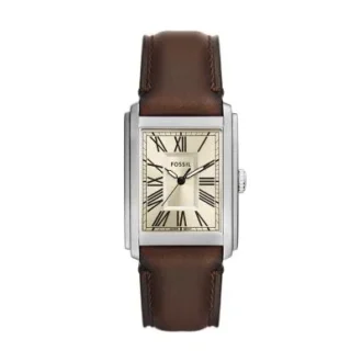 Montre Carraway à trois aiguilles en cuir marron