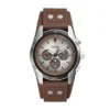 Montre chronographe Coachman en cuir marron