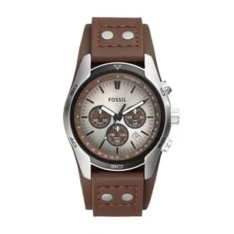 Montre chronographe Coachman en cuir marron
