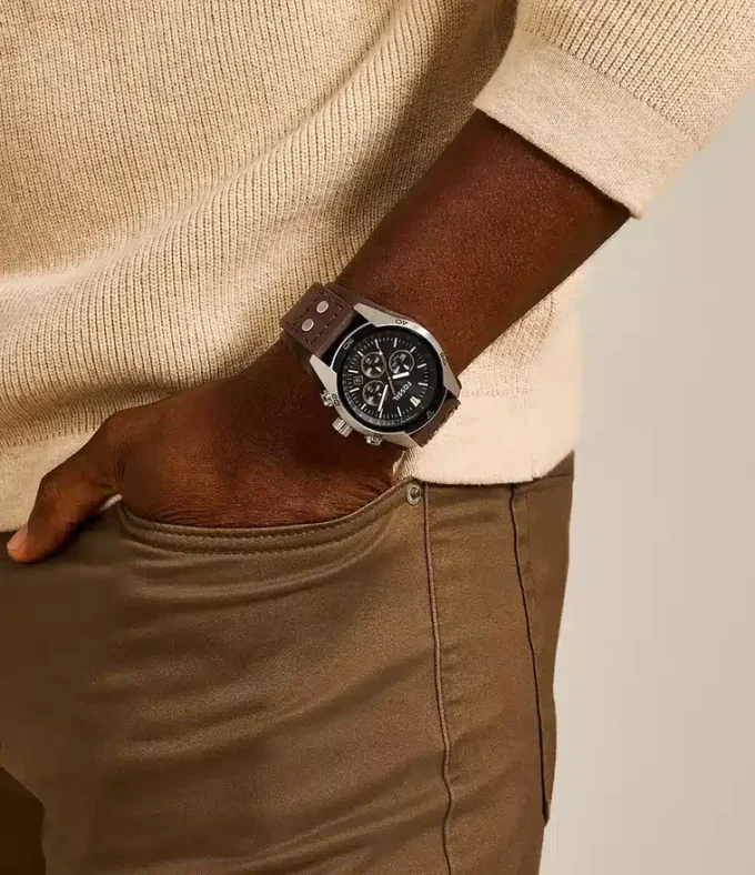 Montre chronographe Coachman en cuir marron Montre chronographe Coachman en cuir marron