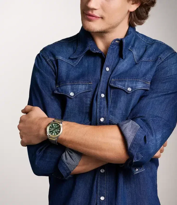 Montre chronographe Everett en acier inoxydable bicolore