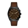 Montre chronographe Everett en cuir marron Montre chronographe Everett en cuir marron