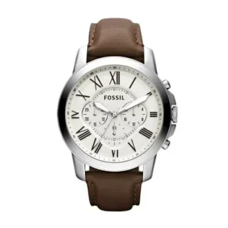 Montre chronographe Grant en cuir marron