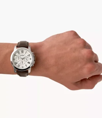 Montre chronographe Grant en cuir marron