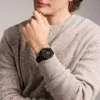 Montre chronographe Machine en acier inoxydable noir Montre chronographe Machine en acier inoxydable noir