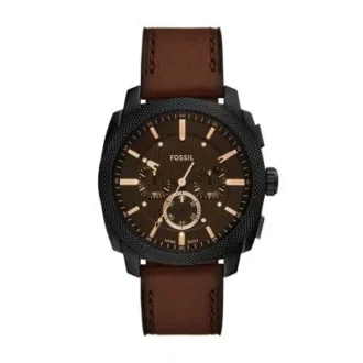 Montre chronographe Machine en cuir marron