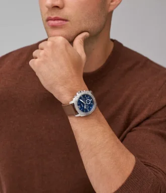 Montre chronographe Privateer en cuir marron