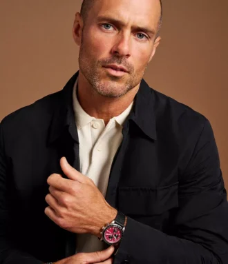 Montre chronographe Sport Tourer en cuir noir