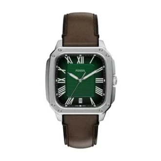 Montre Crosby à trois aiguilles en cuir marron