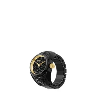 Montre à deux aiguilles Pavé en acier inoxydable noir
