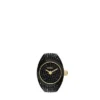 Montre à deux aiguilles Pavé en acier inoxydable noir Montre à deux aiguilles Pavé en acier inoxydable noir