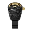 Montre à deux aiguilles Pavé en acier inoxydable noir Montre à deux aiguilles Pavé en acier inoxydable noir