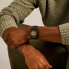 Montre Everett automatique en cuir LiteHide™ marron foncé