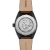 Montre Everett automatique en cuir LiteHide™ marron foncé