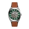 Montre Everett automatique en cuir marron