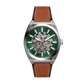 Montre Everett automatique en cuir marron