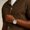 Montre Everett à trois aiguilles avec date, cuir marron