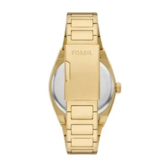 Montre Everett à trois aiguilles avec date, en acier inoxydable doré