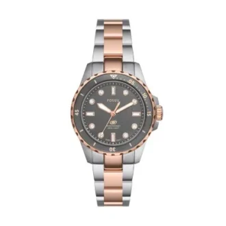 Montre Fossil Blue Dive à trois aiguilles en acier inoxydable bicolore