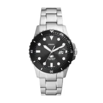 Montre Fossil Blue Dive à trois aiguilles et date en acier inoxydable
