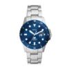 Montre Fossil Blue Dive à trois aiguilles et date en acier inoxydable Montre Fossil Blue Dive à trois aiguilles et date en acier inoxydable