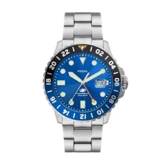 Montre Fossil Blue GMT en acier inoxydable