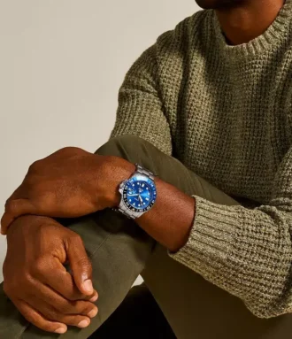 Montre Fossil Blue GMT en acier inoxydable