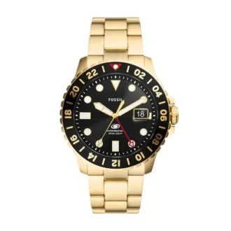 Montre Fossil Blue GMT en acier inoxydable doré