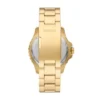 Montre Fossil Blue GMT en acier inoxydable doré Montre Fossil Blue GMT en acier inoxydable doré