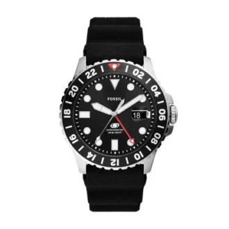 Montre Fossil Blue GMT en silicone noir