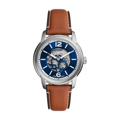 Montre Fossil Heritage automatique en cuir marron Montre Fossil Heritage automatique en cuir marron