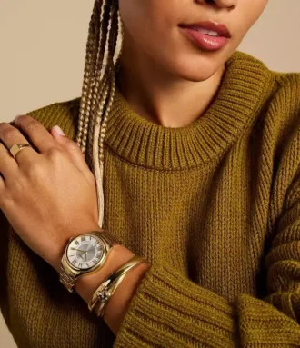 Montre Gilmore à trois aiguilles avec date, en acier inoxydable doré