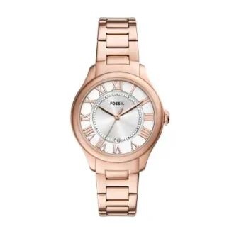 Montre Gilmore à trois aiguilles avec date, en acier inoxydable doré rose