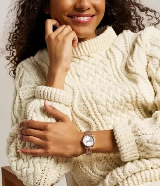 Montre Gilmore à trois aiguilles en acier inoxydable doré rose