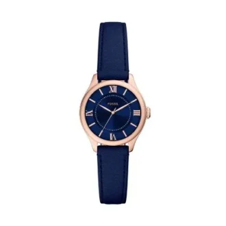 Montre Gilmore à trois aiguilles en cuir bleu marine