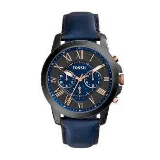 Montre Grant Chronograph en cuir bleu marine