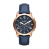 Montre Grant Chronograph en cuir bleu marine Montre Grant Chronograph en cuir bleu marine