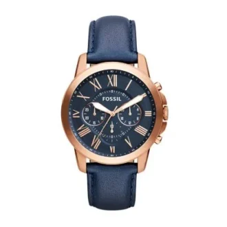 Montre Grant Chronograph en cuir bleu marine