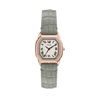 Montre Harlow à trois aiguilles en cuir croco gris
