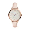 Montre Jacqueline à trois aiguilles avec date, en cuir rose pâle