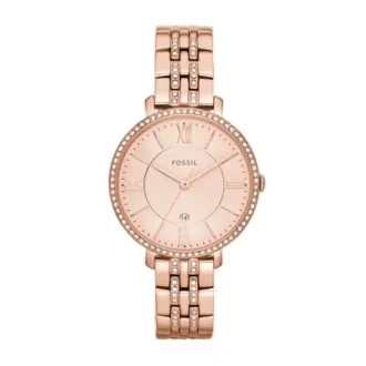 Montre Jacqueline à trois aiguilles en acier inoxydable doré rose