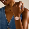 Montre Jacqueline à trois aiguilles en acier inoxydable doré rose Montre Jacqueline à trois aiguilles en acier inoxydable doré rose