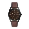 Montre mécanique à trois aiguilles avec date, bracelet en cuir marron Montre mécanique à trois aiguilles avec date, bracelet en cuir marron