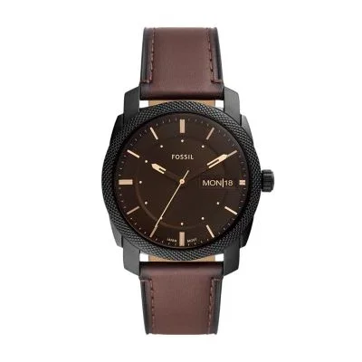 Montre mécanique à trois aiguilles avec date, bracelet en cuir marron Montre mécanique à trois aiguilles avec date, bracelet en cuir marron
