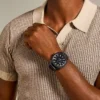 Montre mécanique à trois aiguilles avec date, en acier inoxydable noir Montre mécanique à trois aiguilles avec date, en acier inoxydable noir