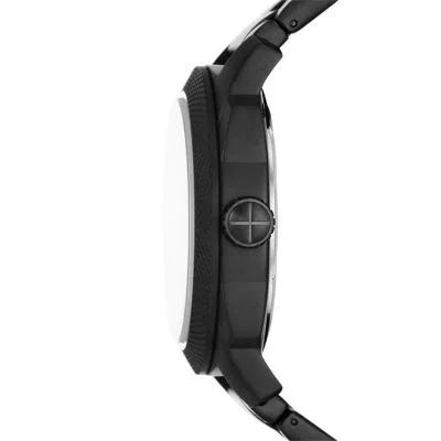Montre mécanique à trois aiguilles avec date, en acier inoxydable noir Montre mécanique à trois aiguilles avec date, en acier inoxydable noir