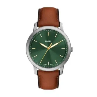 Montre minimaliste à trois aiguilles en cuir marron